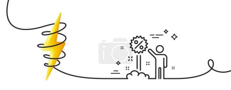 Illustration for Discount line icon. Continuous one line with curl. Sale shopping sign. Clearance symbol. Discount single outline ribbon. Loop curve with energy. Vector - Royalty Free Image