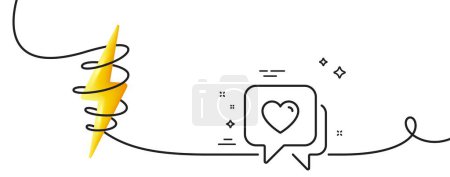 Illustration for Heart line icon. Continuous one line with curl. Love chat sign. Valentine day symbol. Heart single outline ribbon. Loop curve with energy. Vector - Royalty Free Image