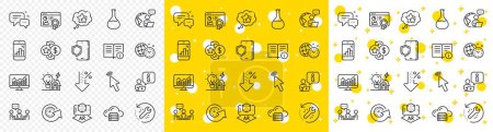 Illustration for Outline Building energy, Employees messenger and Ranking stars line icons pack for web with Update time, Augmented reality, Outsource work line icon. Chemistry lab, Statistics. Vector - Royalty Free Image