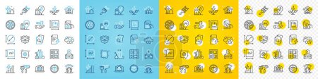 Illustration for Vector icons set of Paint roller, Wholesale goods and Cogwheel line icons pack for web with Realtor, Power certificate, Greenhouse outline icon. Cable section, Consumption growth. Vector - Royalty Free Image