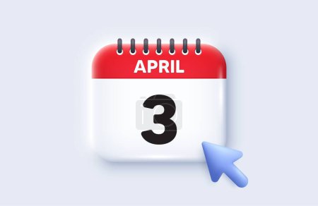 Illustration for 3rd day of the month icon. Calendar date 3d icon. Event schedule date. Meeting appointment time. 3rd day of April month. Calendar event reminder date. Vector - Royalty Free Image