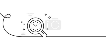 Illustration for Time management line icon. Continuous one line with curl. Clock sign. Work analysis symbol. Time management single outline ribbon. Loop curve pattern. Vector - Royalty Free Image