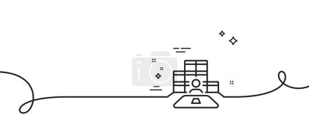 Illustration for Inventory line icon. Continuous one line with curl. Warehouse manager sign. Wholesale boxes symbol. Inventory single outline ribbon. Loop curve pattern. Vector - Royalty Free Image