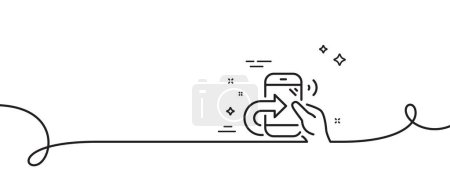 Illustration for Call center service line icon. Continuous one line with curl. Share phone call sign. Feedback symbol. Share call single outline ribbon. Loop curve pattern. Vector - Royalty Free Image