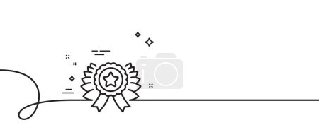 Illustration for Winner ribbon line icon. Continuous one line with curl. Award medal sign. Best achievement symbol. Winner ribbon single outline ribbon. Loop curve pattern. Vector - Royalty Free Image