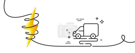 Illustration for Delivery route line icon. Continuous one line with curl. Truck road path sign. Vehicle highway symbol. Delivery route single outline ribbon. Loop curve with energy. Vector - Royalty Free Image