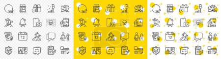 Illustration for Outline Cogwheel, Survey checklist and 360 degrees line icons pack for web with Phone download, Food order, Leadership line icon. Talk bubble, Cyber attack, Confirmed pictogram icon. Vector - Royalty Free Image