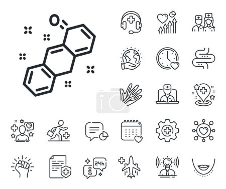 Illustration for Chemistry lab sign. Online doctor, patient and medicine outline icons. Chemical formula line icon. Analysis symbol. Chemical formula line sign. Veins, nerves and cosmetic procedure icon. Vector - Royalty Free Image