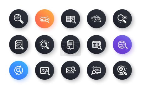 Illustration for Search icons. Indexation, Artificial intelligence and Car rental. Search images classic icon set. Circle web buttons. Vector - Royalty Free Image