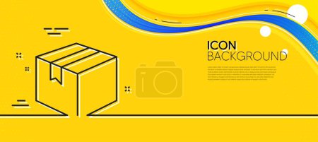 Illustration for Shipping box line icon. Abstract yellow background. Logistics delivery sign. Parcels tracking symbol. Minimal parcel line icon. Wave banner concept. Vector - Royalty Free Image