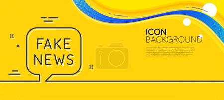 Illustration for Fake news line icon. Abstract yellow background. Propaganda conspiracy chat sign. Wrong truth symbol. Minimal fake news line icon. Wave banner concept. Vector - Royalty Free Image