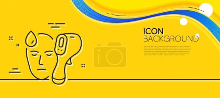 Illustration for Electronic thermometer line icon. Abstract yellow background. Temperature scanner sign. Fever measuring symbol. Minimal electronic thermometer line icon. Wave banner concept. Vector - Royalty Free Image