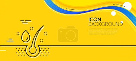 Illustration for Serum oil drop line icon. Abstract yellow background. Hair care sign. Minimal serum oil line icon. Wave banner concept. Vector - Royalty Free Image