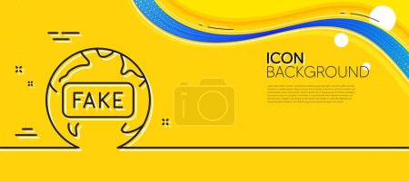 Illustration for Fake news line icon. Abstract yellow background. Internet propaganda sign. Wrong truth symbol. Minimal fake news line icon. Wave banner concept. Vector - Royalty Free Image