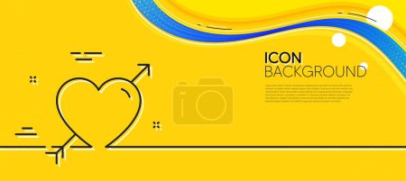 Illustration for Love line icon. Abstract yellow background. Valentine heart sign. Couple relationships symbol. Minimal love line icon. Wave banner concept. Vector - Royalty Free Image