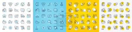 Illustration for Vector icons set of Donate, Milestone and 360 degrees line icons pack for web with Divider document, Rfp, Delivery outline icon. Fruits, Diagram chart, Loan pictogram. Love document. Vector - Royalty Free Image