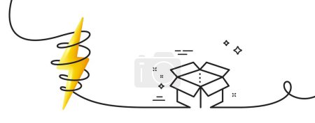 Illustration for Open box line icon. Continuous one line with curl. Delivery parcel sign. Cargo package symbol. Open box single outline ribbon. Loop curve with energy. Vector - Royalty Free Image