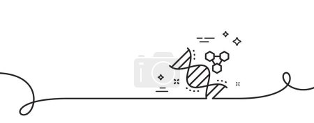 Illustration for Chemistry dna line icon. Continuous one line with curl. Laboratory analysis sign. Chemical formula symbol. Chemistry dna single outline ribbon. Loop curve pattern. Vector - Royalty Free Image