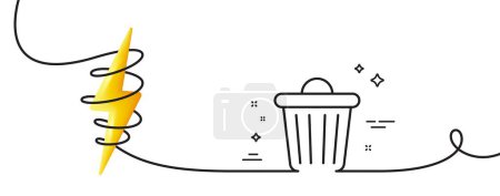 Illustration for Trash bin line icon. Continuous one line with curl. Garbage, waste sign. Delete, remove symbol. Trash bin single outline ribbon. Loop curve with energy. Vector - Royalty Free Image