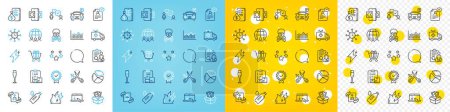 Illustration for Vector icons set of Power, Fire energy and Champagne glass line icons pack for web with Money, Chemical hazard, Global business outline icon. Inspect, Stars, Ambulance car pictogram. Vector - Royalty Free Image