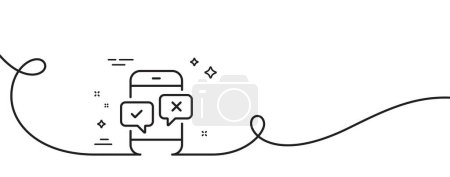 Phone survey line icon. Continuous one line with curl. Select answer sign. Business interview symbol. Phone survey single outline ribbon. Loop curve pattern. Vector