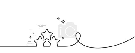 Illustration for Ranking stars line icon. Continuous one line with curl. Star rating sign. Best rank symbol. Ranking stars single outline ribbon. Loop curve pattern. Vector - Royalty Free Image