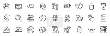 Illustration for Icons pack as Presentation time, Metro map and Start presentation line icons for app include Myopia, Winner ribbon, Graph laptop outline thin icon web set. Copywriting notebook, Discount. Vector - Royalty Free Image