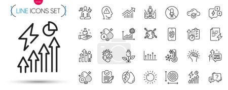 Illustration for Pack of Freezing, Cloud computing and Growth chart line icons. Include Augmented reality, No microphone, Fake news pictogram icons. Question mark, Chemistry lab, Vitamin a signs. Vector - Royalty Free Image