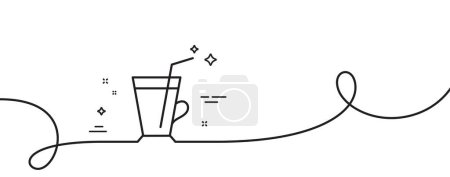 Téléchargez les illustrations : Icône ligne tasse de café. Continu une ligne avec boucle. Signe de latte chaud. Tasse à thé symbole. Tasse à café ruban contour unique. Courbe de boucle. Vecteur - en licence libre de droit