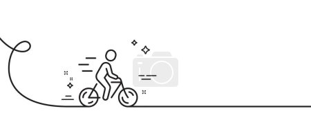 Illustration for Cyclist line icon. Continuous one line with curl. Ride a bike sign. Outdoor and city transport symbol. Cyclist single outline ribbon. Loop curve pattern. Vector - Royalty Free Image