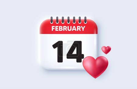 Illustration for 14th day of the month icon. Calendar date 3d icon. Event schedule date. Meeting appointment time. 14th day of February month. Calendar event reminder date. Vector - Royalty Free Image