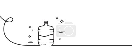 Illustration for Water cooler bottle line icon. Continuous one line with curl. Still aqua drink sign. Liquid symbol. Cooler bottle single outline ribbon. Loop curve pattern. Vector - Royalty Free Image