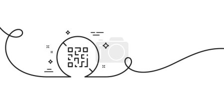 Illustration for No QR code line icon. Continuous one line with curl. Scan barcode sign. Stop certificate symbol. Qr code single outline ribbon. Loop curve pattern. Vector - Royalty Free Image