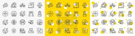 Illustration for Outline Incubator, Consumption growth and Vitamin c line icons pack for web with Floor plan, Device, Fake news line icon. Face biometrics, Hospital nurse, Lotus pictogram icon. Report. Vector - Royalty Free Image