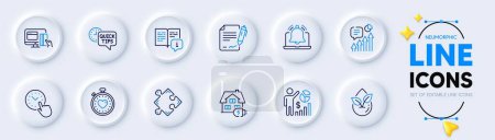 Illustration for Online payment, Signing document and Manual line icons for web app. Pack of Seo statistics, Reminder, Kpi pictogram icons. Strategy, Quick tips, Time management signs. Organic product. Vector - Royalty Free Image
