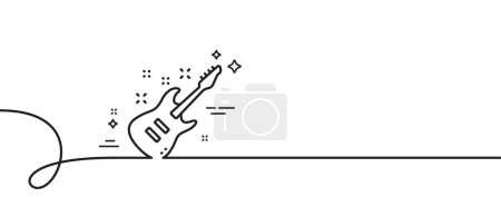 Illustration for Electric guitar line icon. Continuous one line with curl. Music sign. Musical instrument symbol. Electric Guitar single outline ribbon. Loop curve pattern. Vector - Royalty Free Image