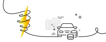 Illustration for Buy car line icon. Continuous one line with curl. Rent transport sign. Vehicle down payment symbol. Buy car single outline ribbon. Loop curve with energy. Vector - Royalty Free Image