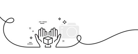 Illustration for Hold open box line icon. Continuous one line with curl. Delivery parcel sign. Cargo package symbol. Hold box single outline ribbon. Loop curve pattern. Vector - Royalty Free Image