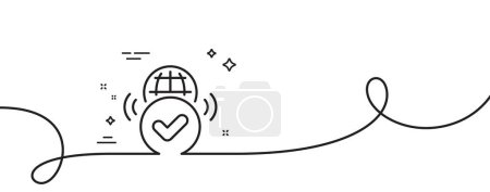 Illustration for Verified internet line icon. Continuous one line with curl. Approved web access sign. Confirmed connection symbol. Verified internet single outline ribbon. Loop curve pattern. Vector - Royalty Free Image