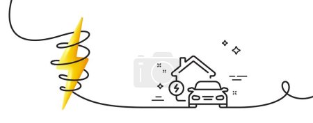 Illustration for Charging station line icon. Continuous one line with curl. Home car charger sign. Electric power symbol. Home charging single outline ribbon. Loop curve with energy. Vector - Royalty Free Image