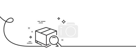 Illustration for Search package line icon. Continuous one line with curl. Delivery box sign. Parcel tracking symbol. Search package single outline ribbon. Loop curve pattern. Vector - Royalty Free Image