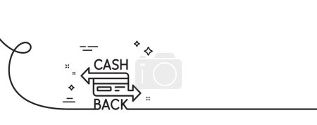 Illustration for Credit card line icon. Continuous one line with curl. Banking Payment card sign. Cashback service symbol. Cashback card single outline ribbon. Loop curve pattern. Vector - Royalty Free Image