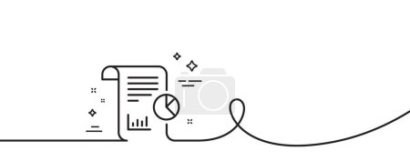 Illustration for Report line icon. Continuous one line with curl. Business management sign. Company statistics symbol. Report single outline ribbon. Loop curve pattern. Vector - Royalty Free Image