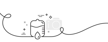 Illustration for Medicine drop counter line icon. Continuous one line with curl. Medical equipment sign. Drop counter single outline ribbon. Loop curve pattern. Vector - Royalty Free Image