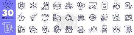 Illustration for Wallet, Qr code and Star line icons pack. Organic product, Divider document, Best chef web icon. Voicemail, 3d app, Search map pictogram. Meeting, Money currency, Like. Leadership. Vector - Royalty Free Image