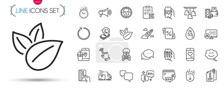 Illustration for Pack of Cursor, Face detect and Chemical hazard line icons. Include Info, Cashback, Startup rocket pictogram icons. Wallet, Loop, Qr code signs. Ph neutral, Report statistics, Ceiling lamp. Vector - Royalty Free Image