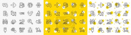 Illustration for Outline Next, Search text and Employees messenger line icons pack for web with Biometric security, Outsourcing, Cogwheel settings line icon. Car wash, Education, Piggy bank pictogram icon. Vector - Royalty Free Image