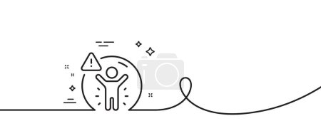 Illustration for Social distance line icon. Continuous one line with curl. People isolation sign. Prevention rules symbol. Social distance single outline ribbon. Loop curve pattern. Vector - Royalty Free Image