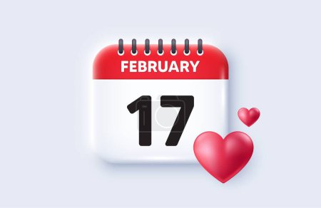 Illustration for 17th day of the month icon. Calendar date 3d icon. Event schedule date. Meeting appointment time. 17th day of February month. Calendar event reminder date. Vector - Royalty Free Image