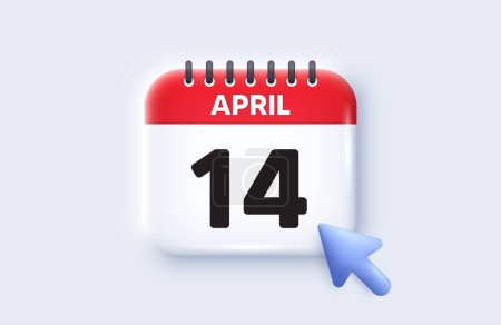 Illustration for 14th day of the month icon. Calendar date 3d icon. Event schedule date. Meeting appointment time. 14th day of April month. Calendar event reminder date. Vector - Royalty Free Image